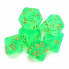 7pcs/Set Polyhedral TRPG Games Dungeons & Dragons Dice D4-D20 Green with Velour Cloth Dice Bag   